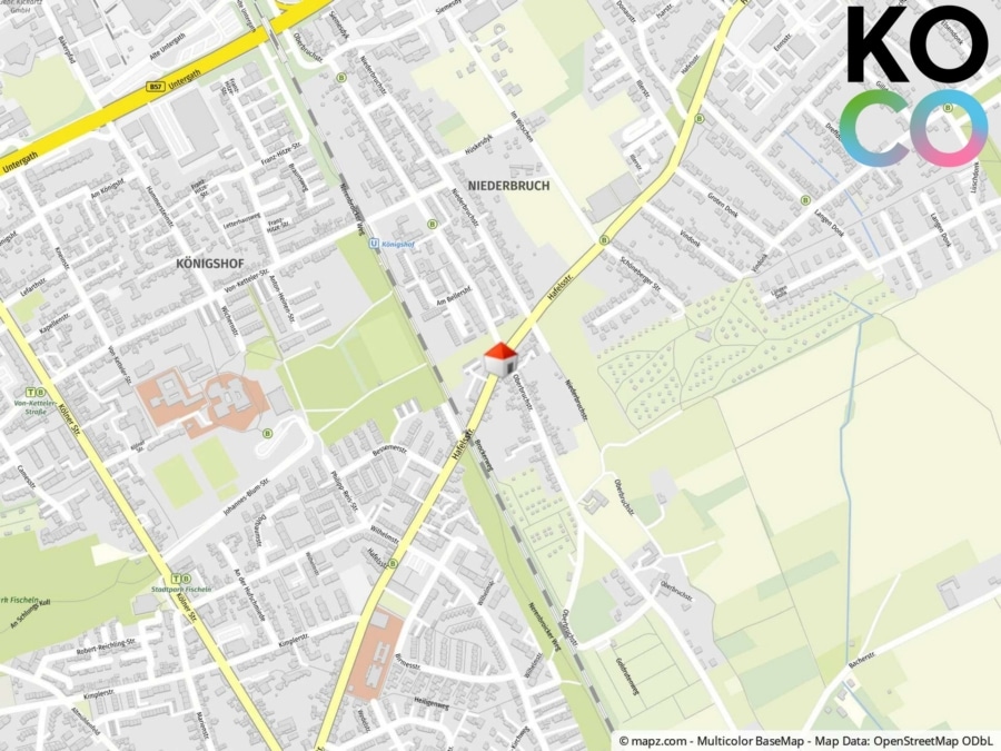 Geolyzer Kartenausschnitt - Arbeiten, Lagern, Wohnen – Flexibler Bungalow mit Halle für Handwerker, Kreative & Händler