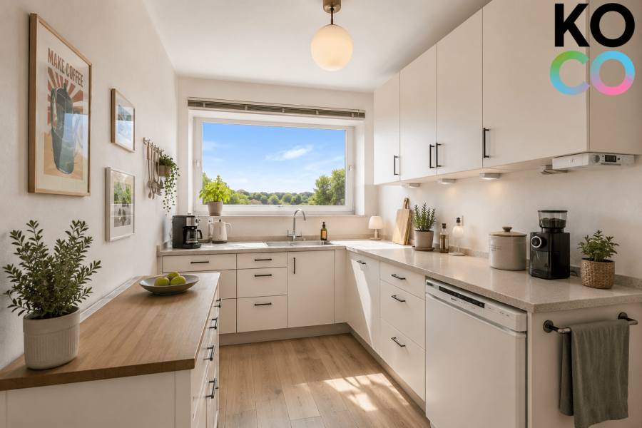 Küche Visualisierung - Großzügige 4-Zimmer-Wohnung mit Kamin, Balkon & Schwimmbad in Düsseldorf-Gerresheim