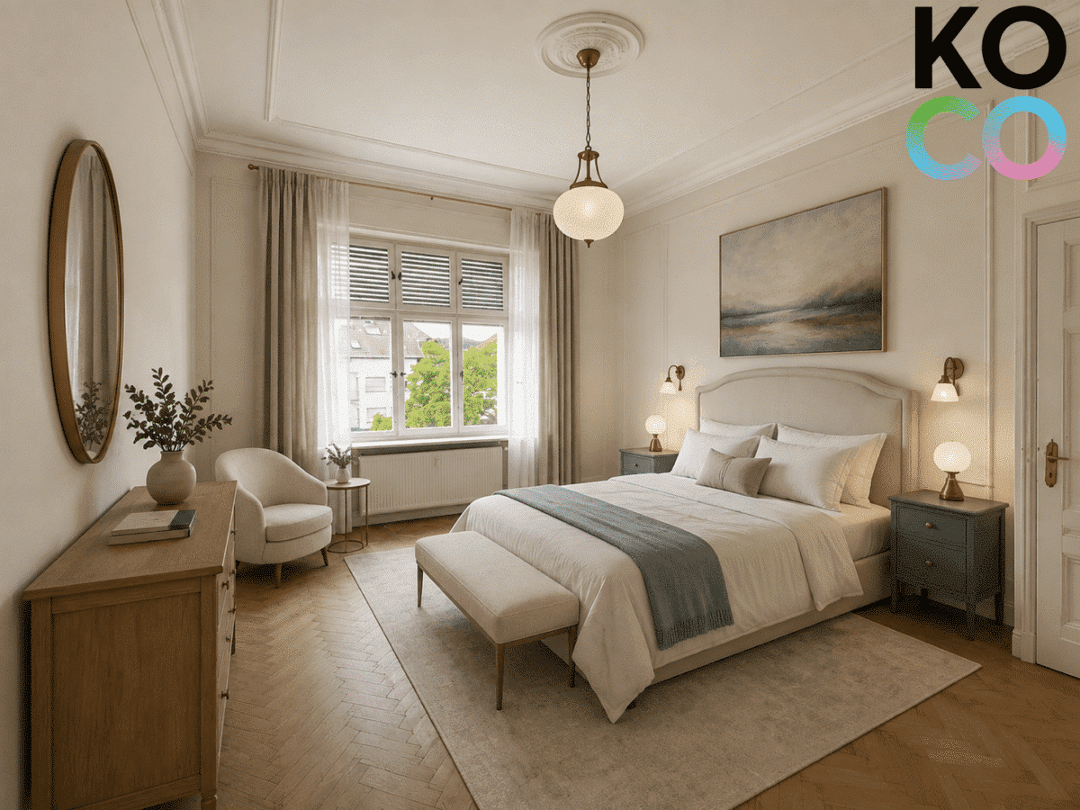Wohnbeispiel Schlafzimmer / KI-Visualisierung