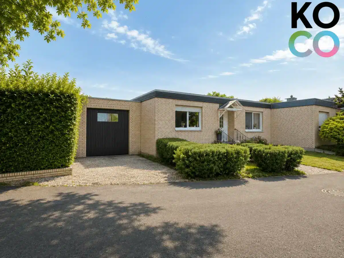 Frontansicht Bungalow und Garage