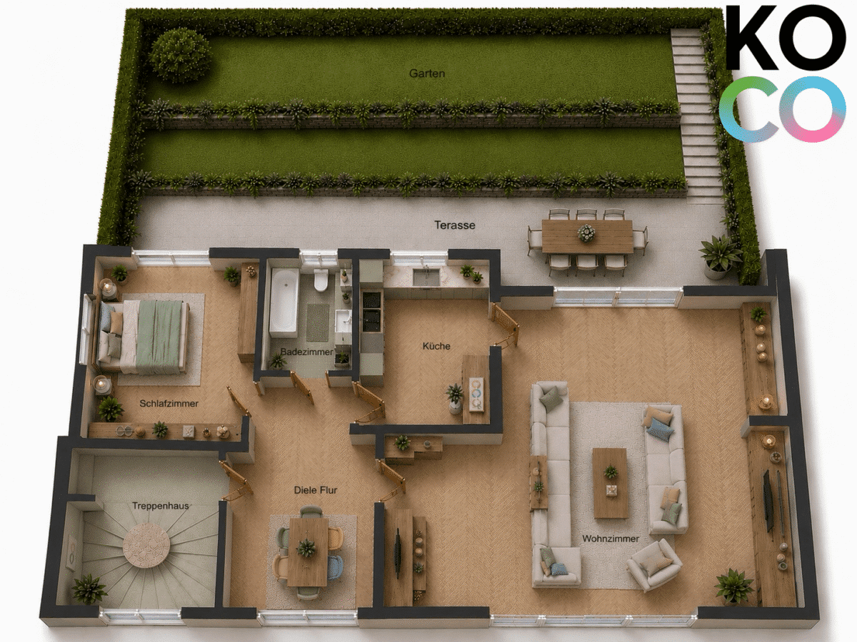 Wohnbeispiel (KI-Visualisierung) Grundriss EG